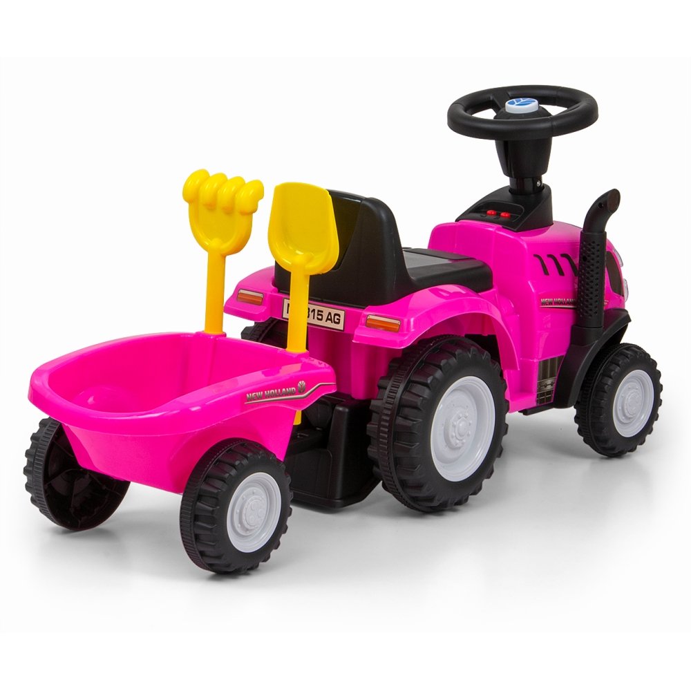 Milly Mally Pasivažinėjimas New Holland T7 traktoriumi rožinės spalvos-Judėjimui, Paspiriamosios mašinėlės ir jų priedai, Paspir