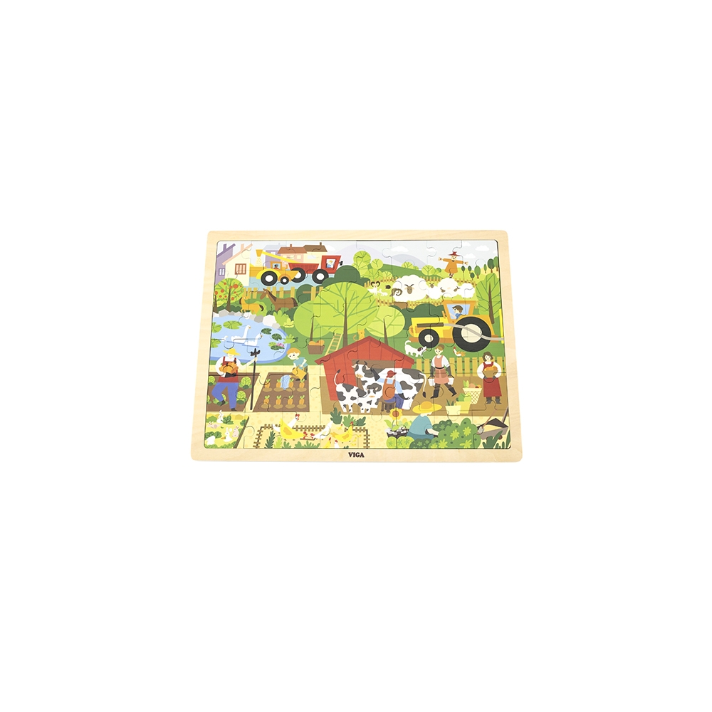 Viga 44588 Puzzle na podkładce 48 elementów - poznajemy farmę