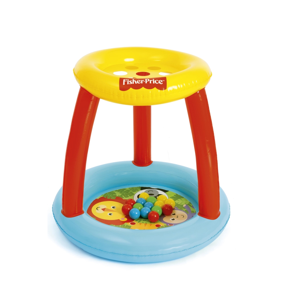 Bestway 93541 Fisher Price baseinas su baldakimu ir kamuoliukais Animal Friends
