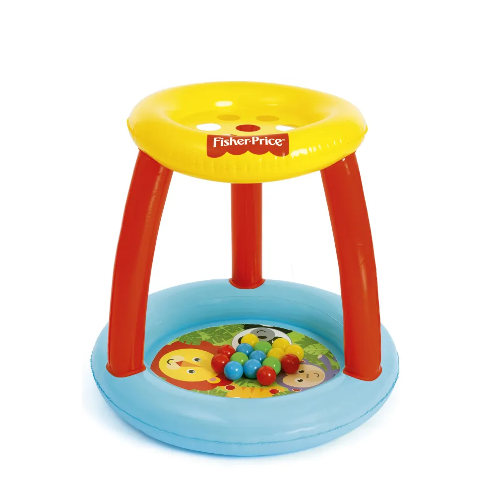 Bestway 93541 Fisher Price baseinas su baldakimu ir kamuoliukais Animal Friends
