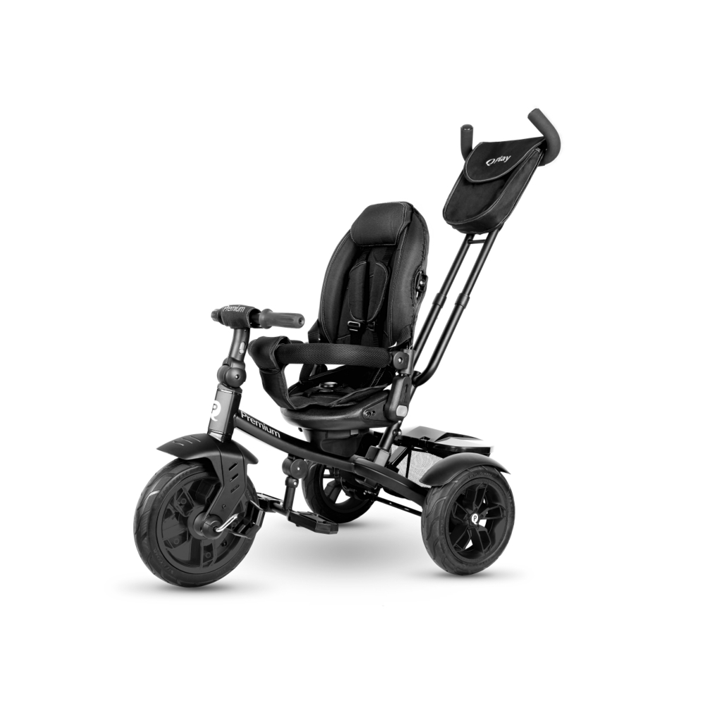 Triratis Qplay Premium, juodas-Judėjimui, Triratukai vaikams-e-vaikas