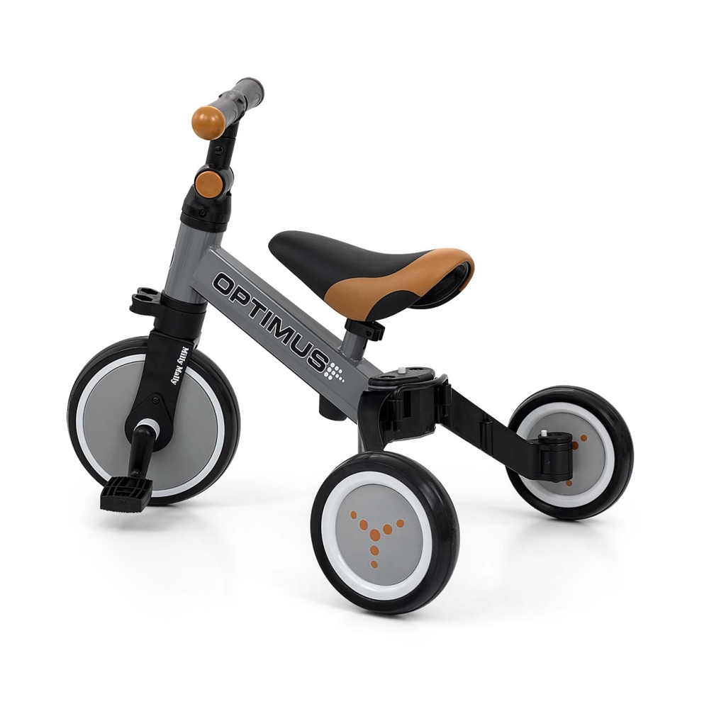 Triratis Optimus 3-in-1, Grey-Judėjimui, Balansiniai dviratukai, Triratukai vaikams-e-vaikas