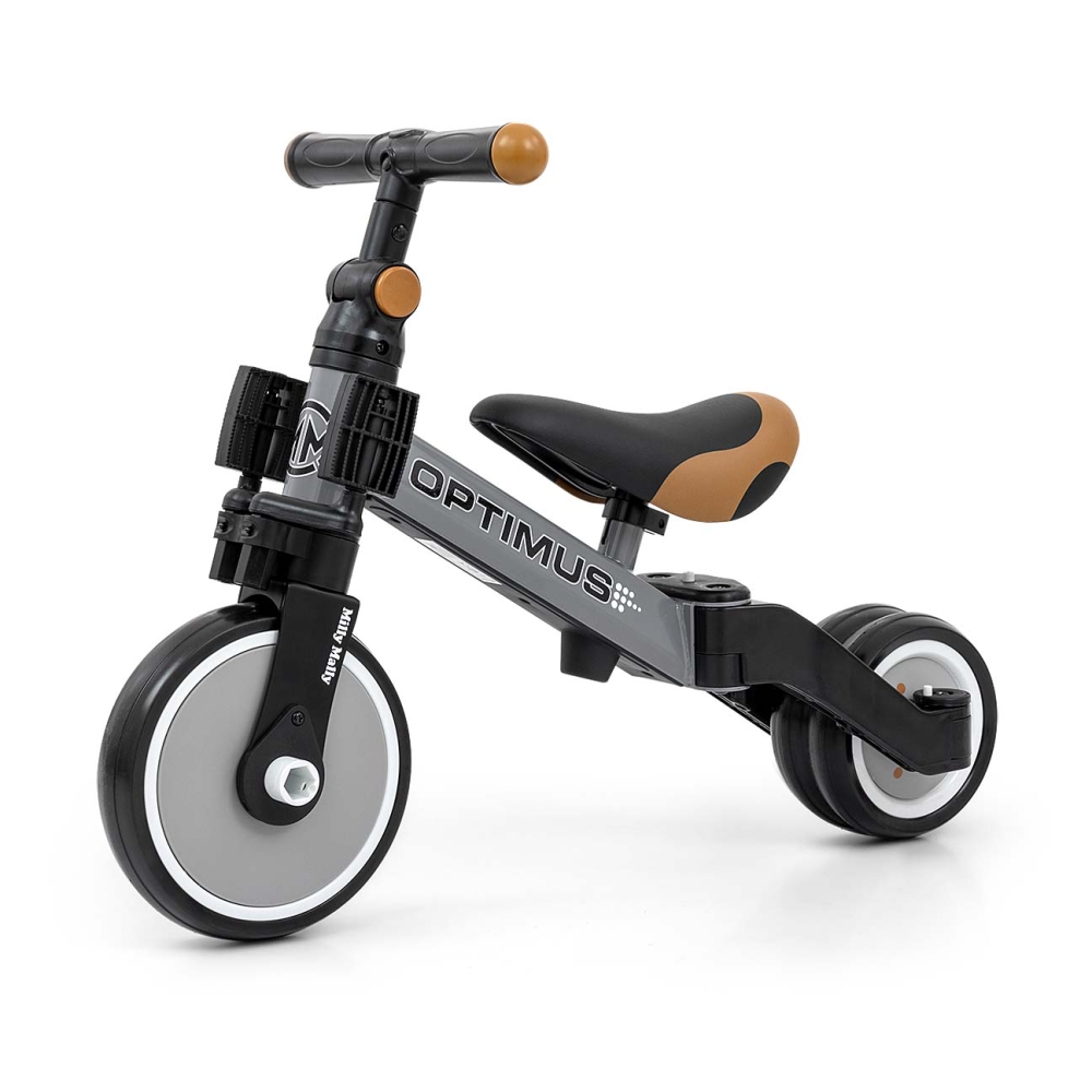 Triratis Optimus 3-in-1, Grey-Judėjimui, Balansiniai dviratukai, Triratukai vaikams-e-vaikas