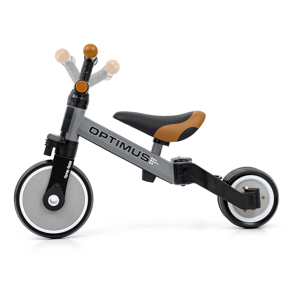 Triratis Optimus 3-in-1, Grey-Judėjimui, Balansiniai dviratukai, Triratukai vaikams-e-vaikas