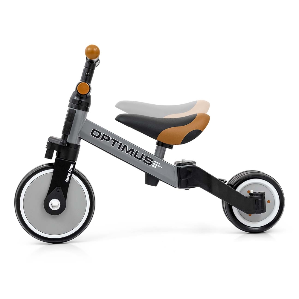 Triratis Optimus 3-in-1, Grey-Judėjimui, Balansiniai dviratukai, Triratukai vaikams-e-vaikas