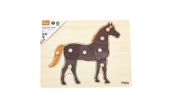 VIGA Drewniane Puzzle Montessori Koń z Pinezkami