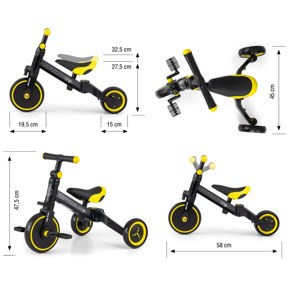Milly Mally Ride On - Dviratis 3in1 OPTIMUS-Judėjimui, Balansiniai dviratukai-e-vaikas