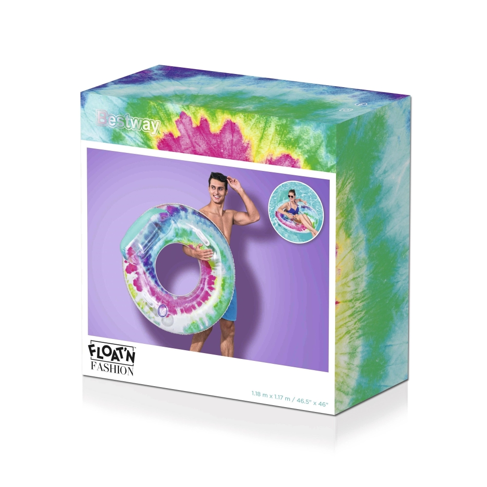 Pripučiamas plaukimo ratas Tie Dye 118 cm Bestway 43637-Žaislai, Lauko žaislai, Pripučiami ratai, žaislai, čiužiniai-e-vaikas