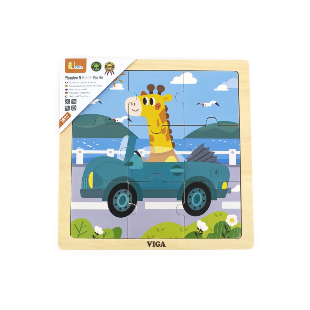 Viga 44629 Puzzle na podkładce 9 elementów - auto