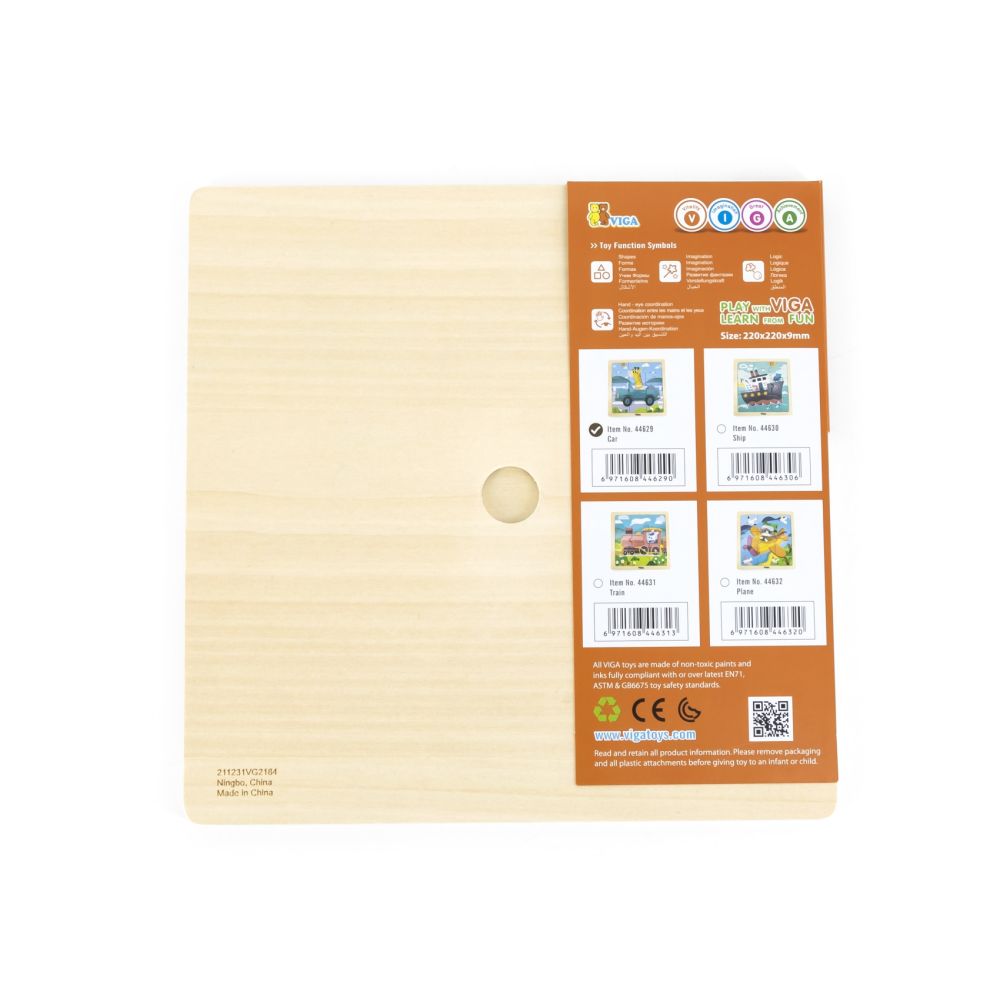 Viga 44629 Puzzle na podkładce 9 elementów - auto