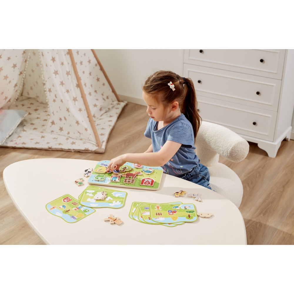 Medinis žaidimas VIGA Montessori Gyvūnai ūkyje-Žaislai, Kūdikiams, Mediniai, Žaislai mažyliams (iki 4 m.