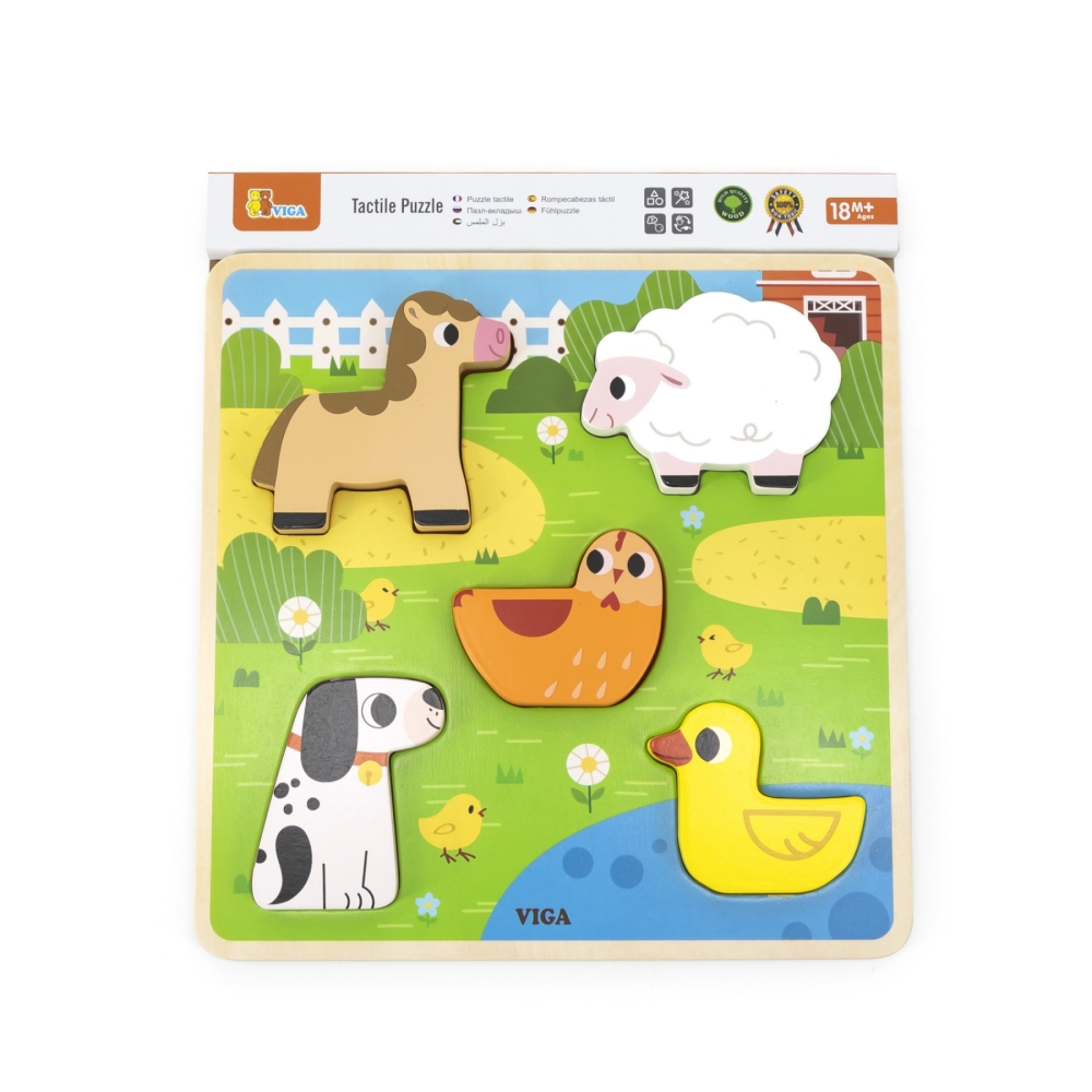 Medinė dėlionė VIGA Animal Farm to Match-Žaislai, Dėlionės, Dėlionės patiems mažiausiems-e-vaikas
