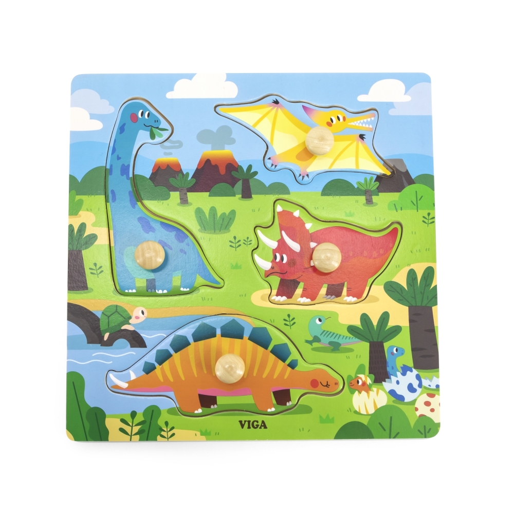 Viga 44596 Dėlionė su rankenėlėmis - Dinozaurai