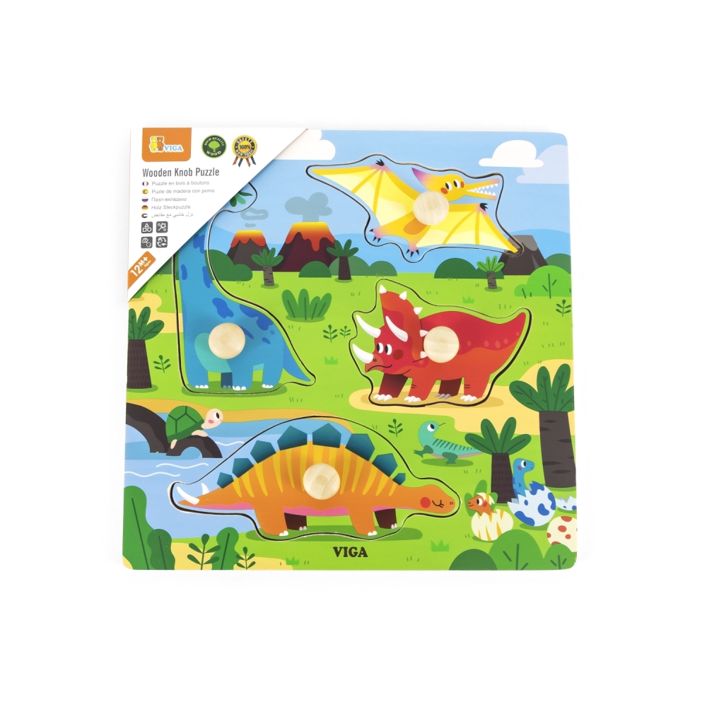 Viga 44596 Dėlionė su rankenėlėmis - Dinozaurai