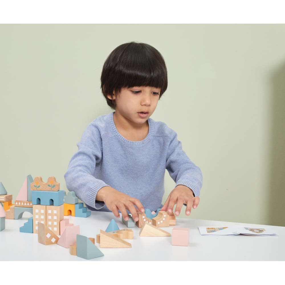Medinės kaladėlės VIGA PolarB Miestas Montessori 50 vnt-Žaislai, Lavinamieji žaislai, Kaladėlės-e-vaikas