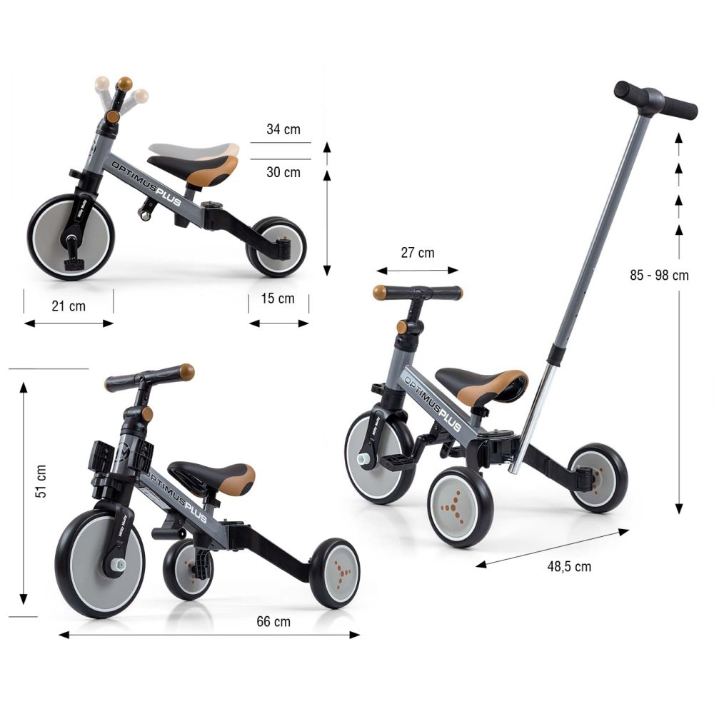 Rowerek 4w1 Optimus Plus Grey