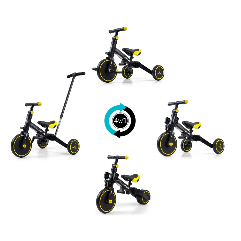 Triratis Optimus Plus 4-in-1, Black-Judėjimui, Triratukai vaikams-e-vaikas