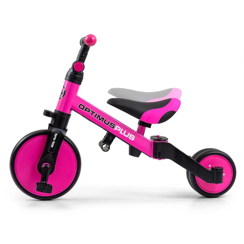 Triratis Optimus Plus 4-in-1, Pink-Judėjimui, Triratukai vaikams-e-vaikas