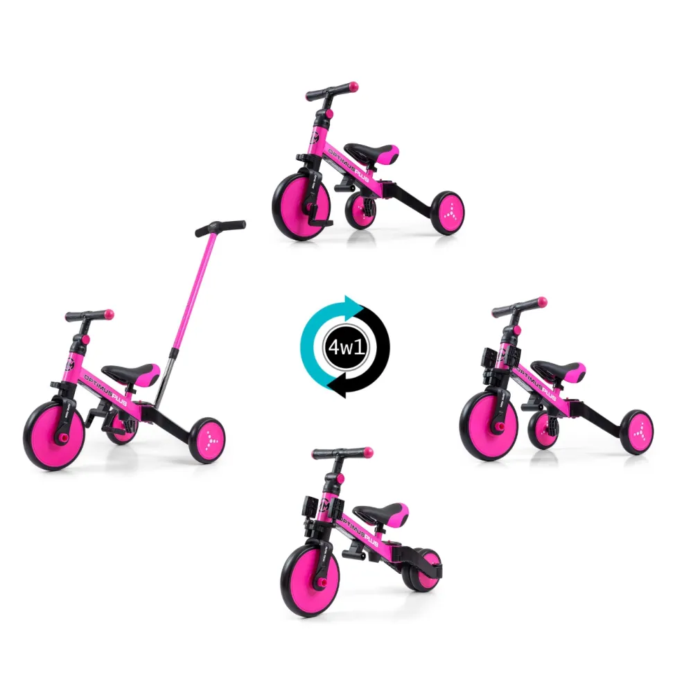 Triratis Optimus Plus 4-in-1, Pink-Judėjimui, Triratukai vaikams-e-vaikas
