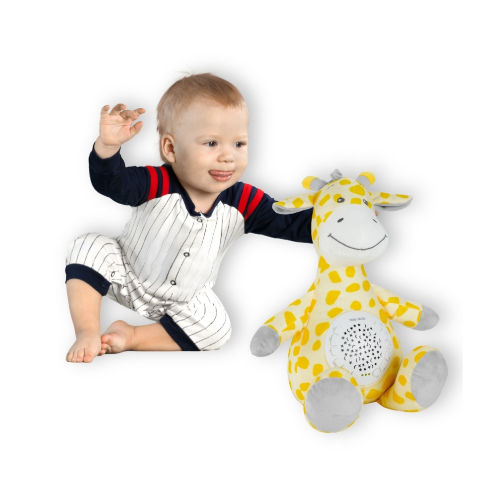 Pliušinis žaislas su projektoriumi Milly Giraffe-Miegui, Migdukai ir karuselės, Miego žaislai-e-vaikas