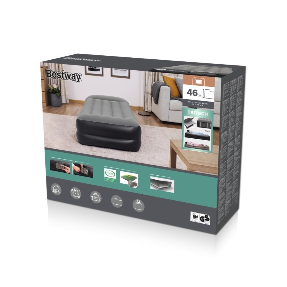 Veliūrinis čiužinys su elektriniu siurbliu 191 x 97 x 46 cm Bestway 67401-Namai, laisvalaikis, turizmas, Pripučiami čiužiniai ir