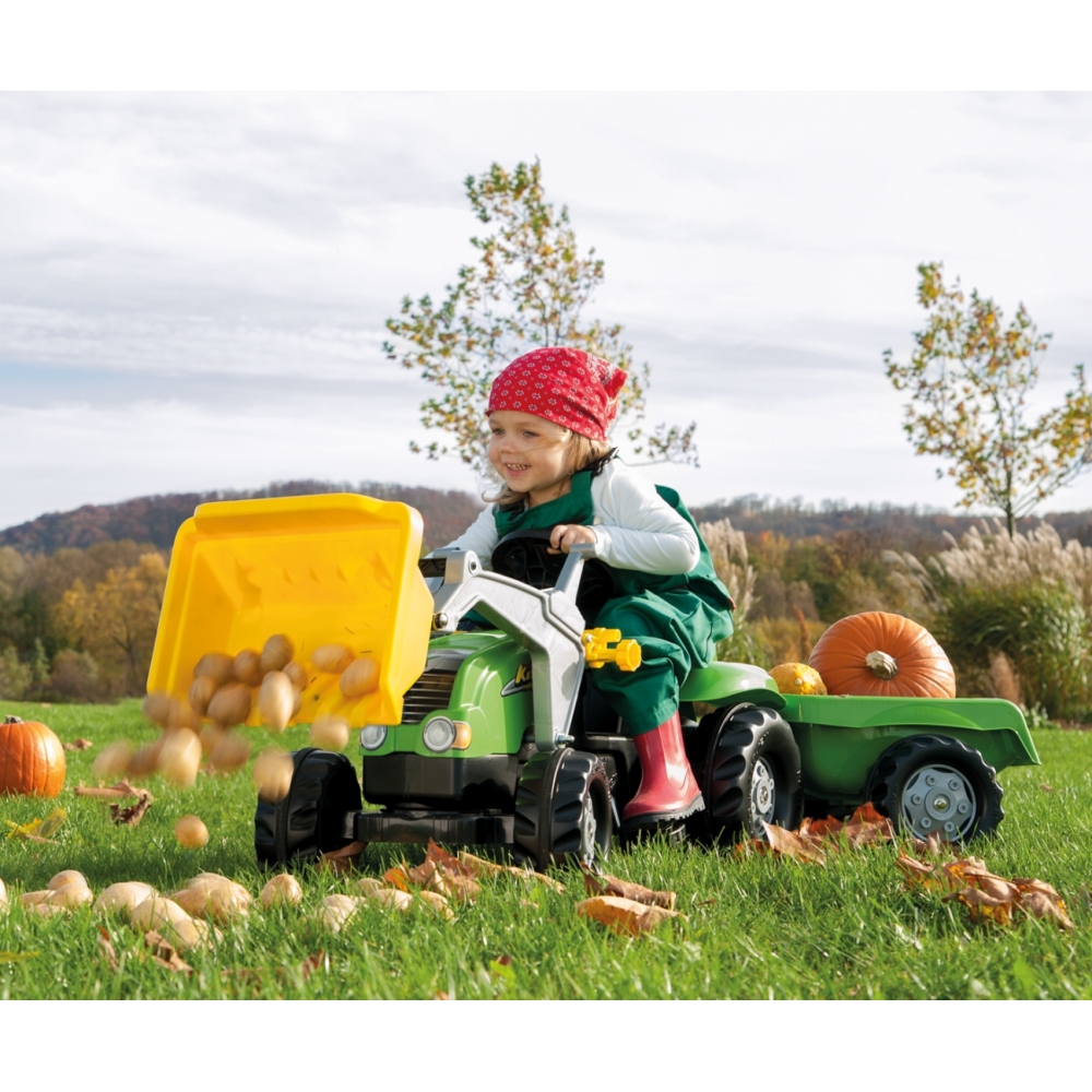 Pedalinis traktorius su kaušu ir priekaba Rolly Toys rollyKid-X-Judėjimui, Minami traktoriai ir jų priedai-e-vaikas