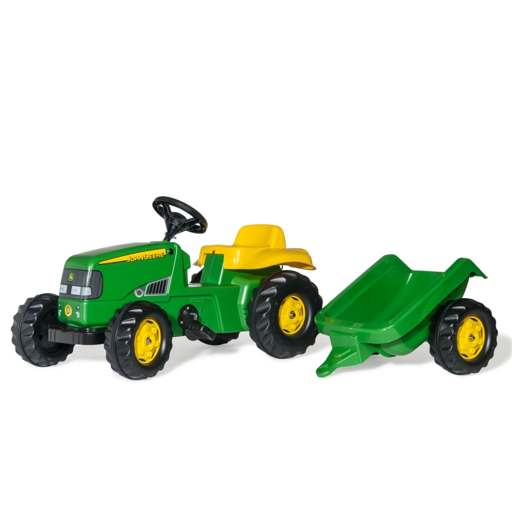 Rolly Toys 012190 Rolly Kid John Deere traktorius su priekaba Rolly Toys-Judėjimui, Minami traktoriai ir jų priedai-e-vaikas
