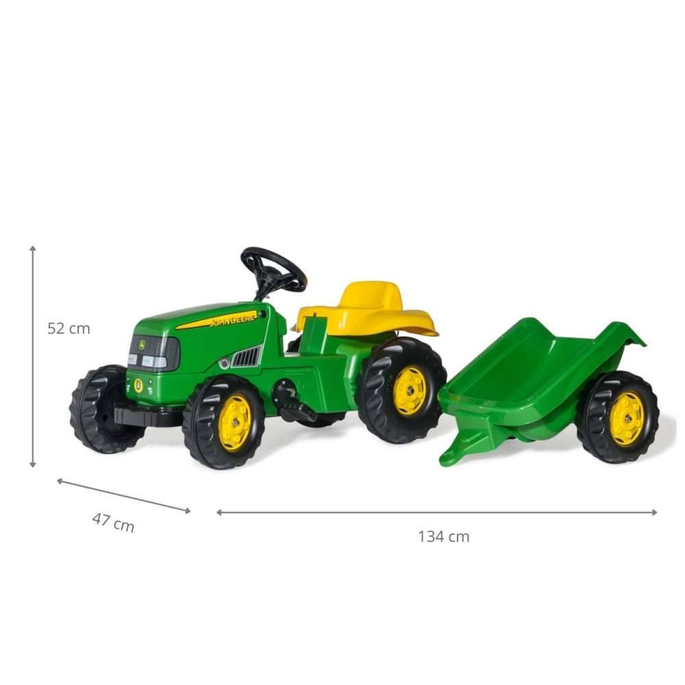 Rolly Toys 012190 Rolly Kid John Deere traktorius su priekaba Rolly Toys-Judėjimui, Minami traktoriai ir jų priedai-e-vaikas