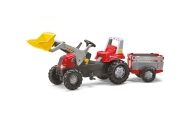Rolly Toys 811397 Rolly Junior RT traktorius su priekaba ir kaušu Red Rolly žaislai