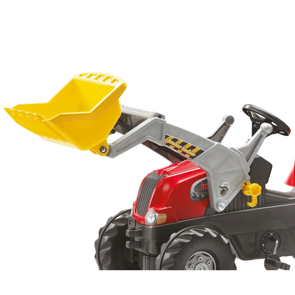 Rolly Toys 811397 Rolly Junior RT traktorius su priekaba ir kaušu Red Rolly žaislai