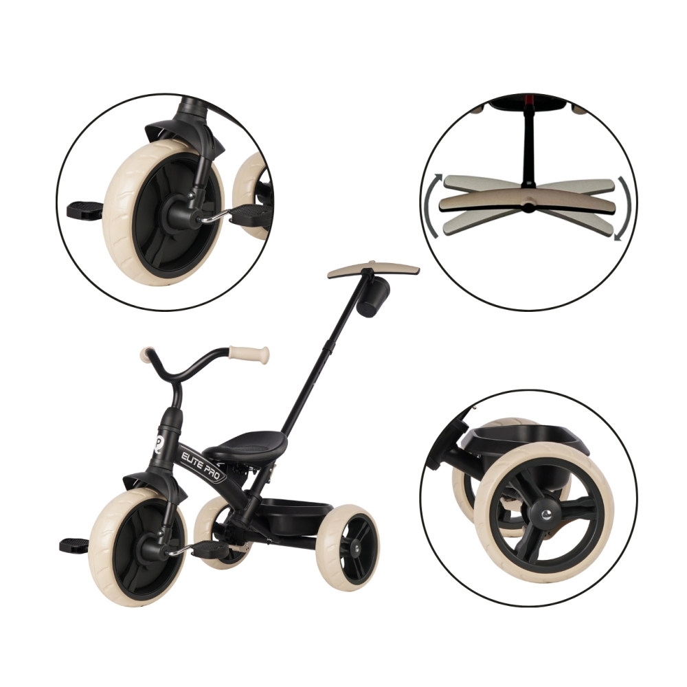 Triratis Qplay Elite Pro, Black-Judėjimui, Triratukai vaikams-e-vaikas