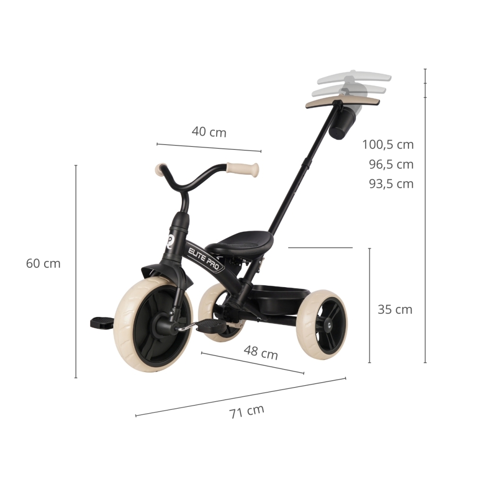 Triratis Qplay Elite Pro, Black-Judėjimui, Triratukai vaikams-e-vaikas