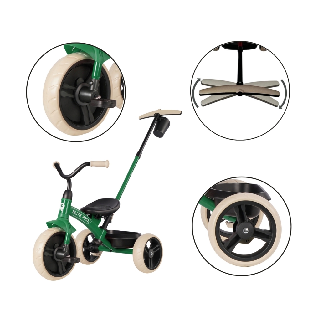 Triratis Qplay Elite Pro, Green-Judėjimui, Triratukai vaikams-e-vaikas