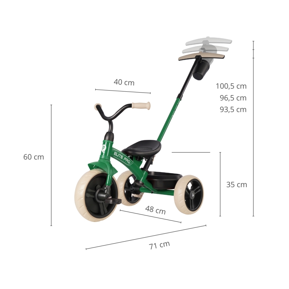 Triratis Qplay Elite Pro, Green-Judėjimui, Triratukai vaikams-e-vaikas