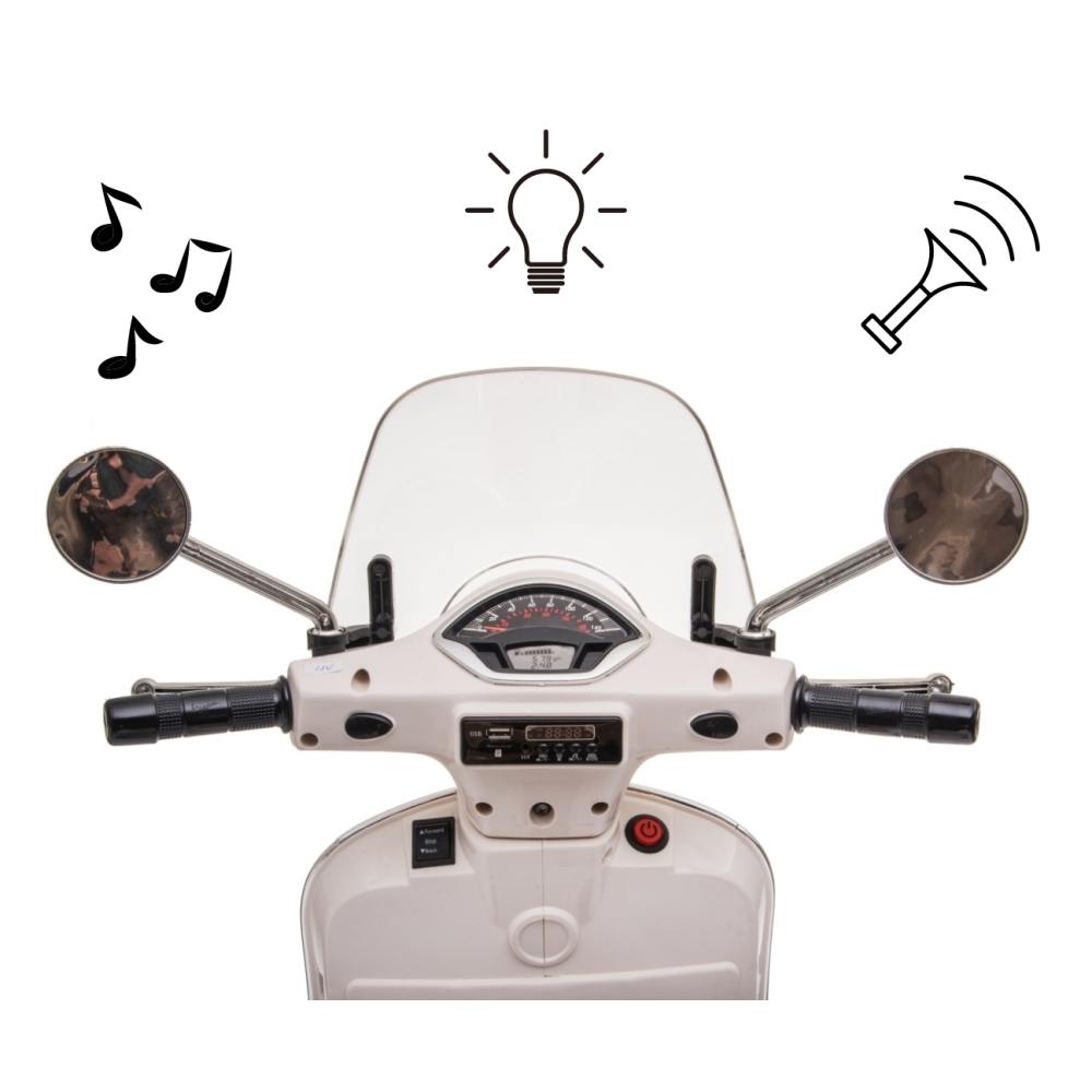 Elektrinis motoroleris Vespa GTS Super, White-Elektromobiliai vaikams, Motociklai-e-vaikas