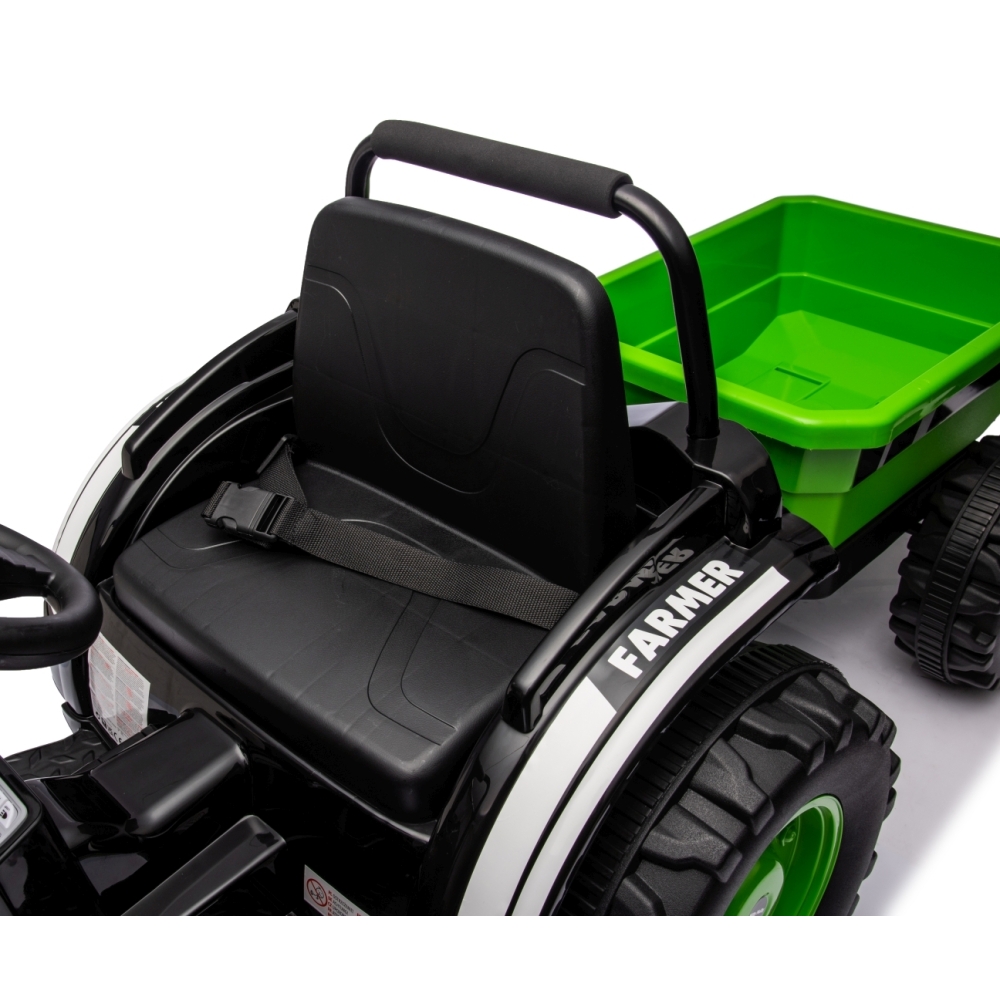 Elektrinis traktorius su priekaba Farmer, Green-Elektromobiliai vaikams, Traktoriai-e-vaikas