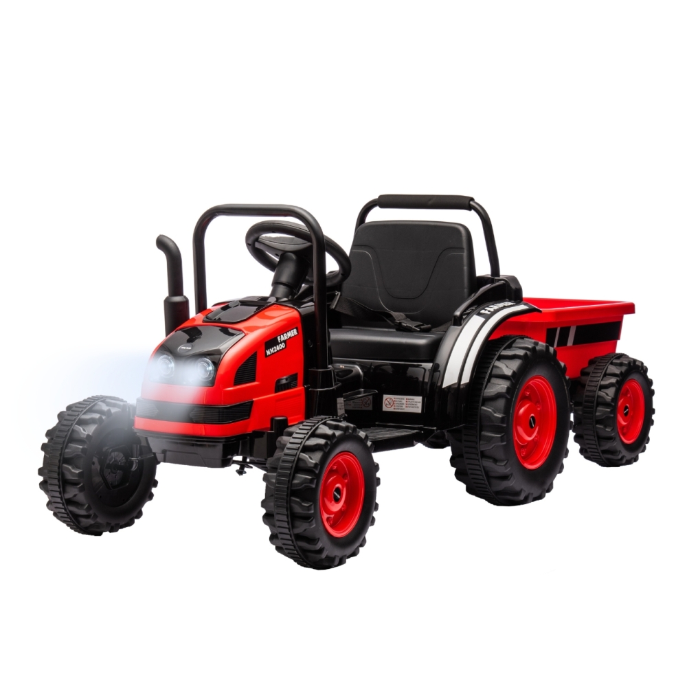 Pojazd na akumulator Traktor z przyczepą Farmer Red