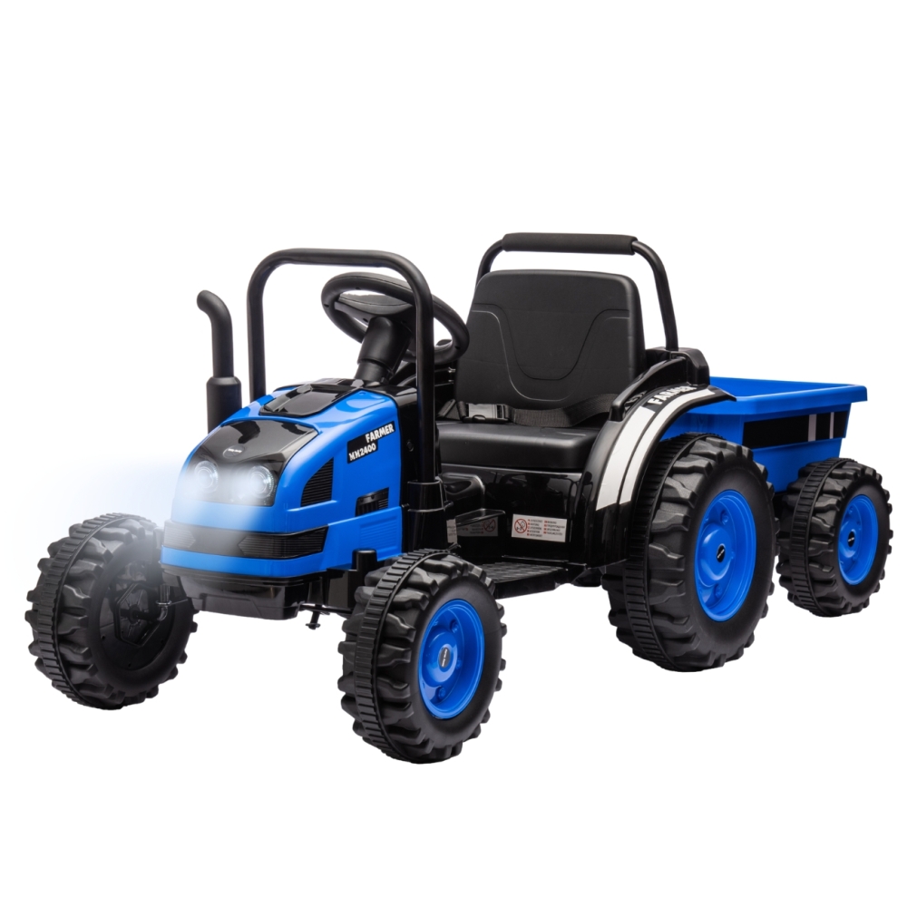 Pojazd na akumulator Traktor z przyczepą Farmer Blue