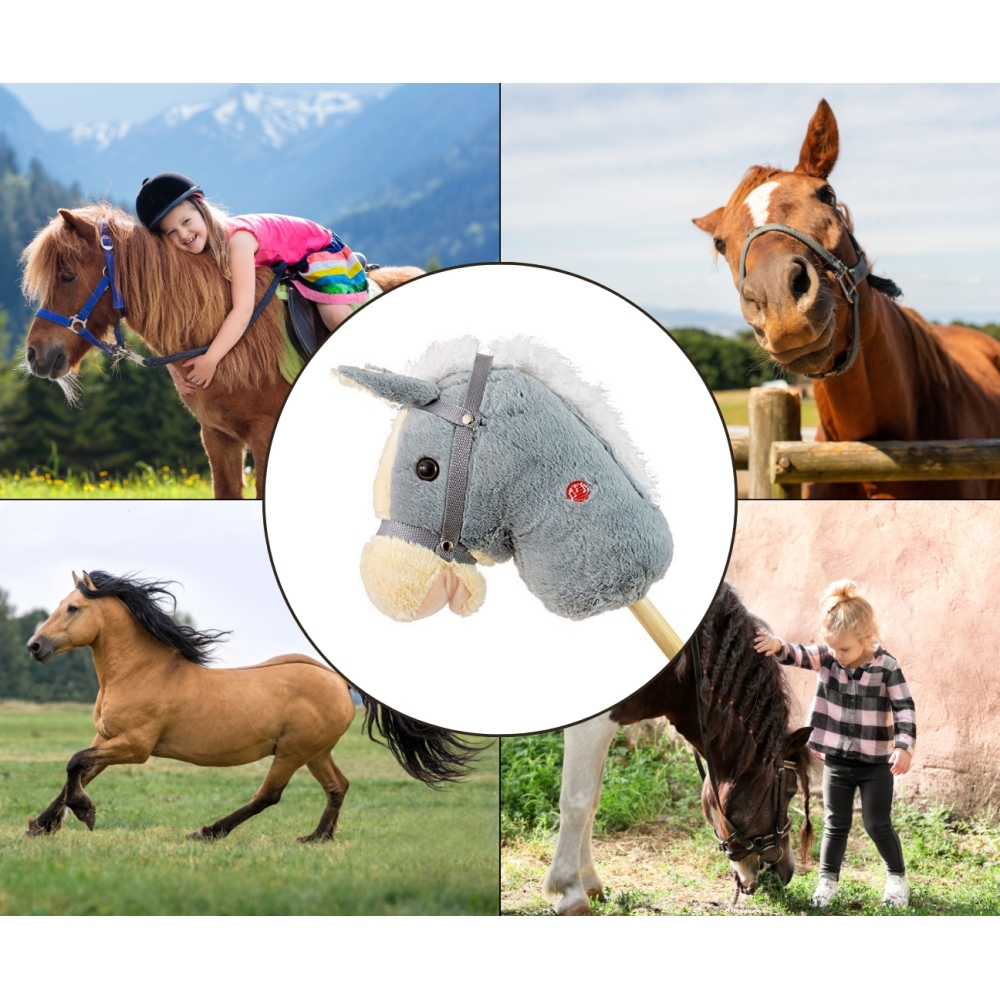 Žaislinis arklys ant pagalio Milly Mally Hobby, Grey