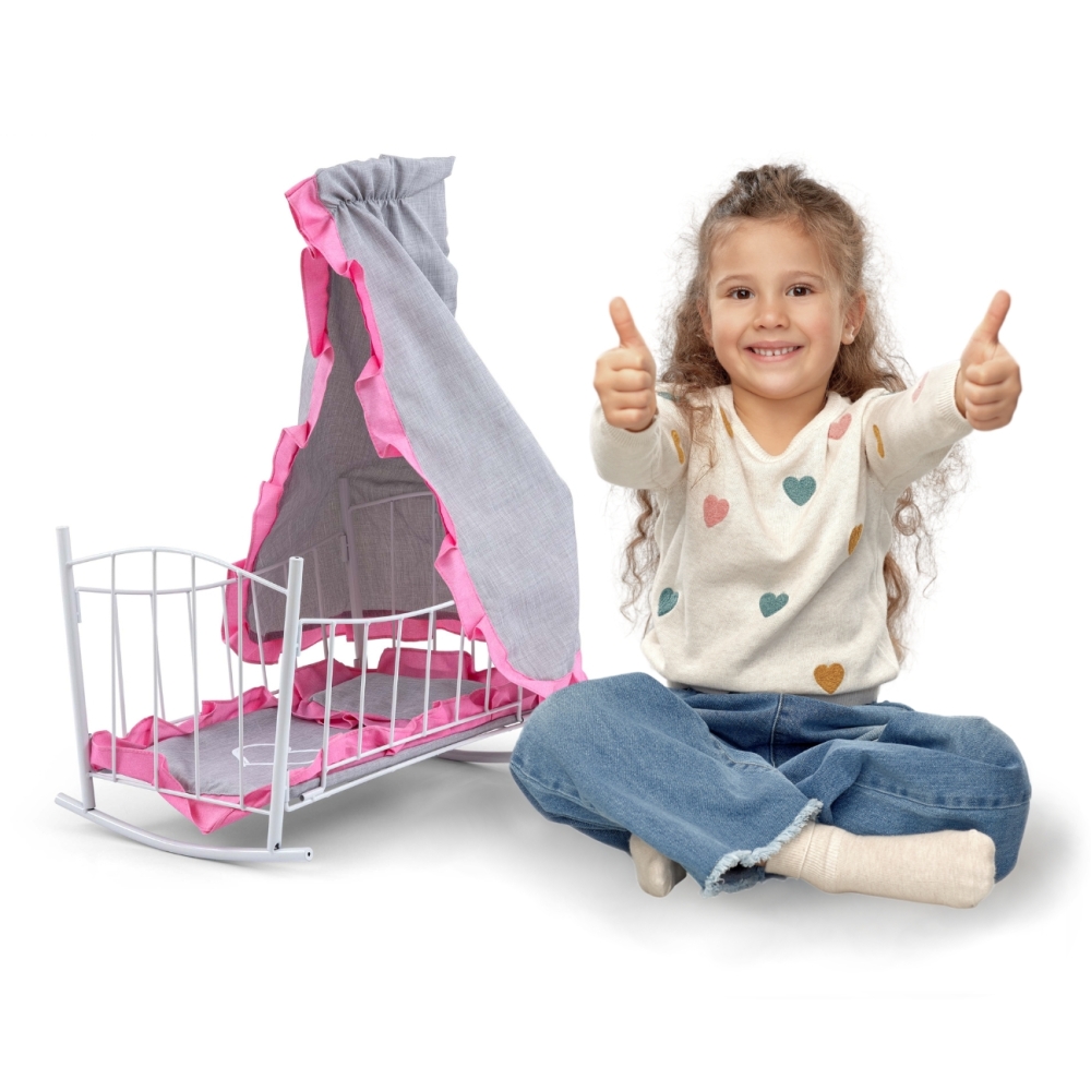 Lily lėlės lova ir lopšys su baldakimu Prestige Pink