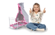 Łóżeczko-Kołyska dla lalek Lily z baldachimem Prestige Pink