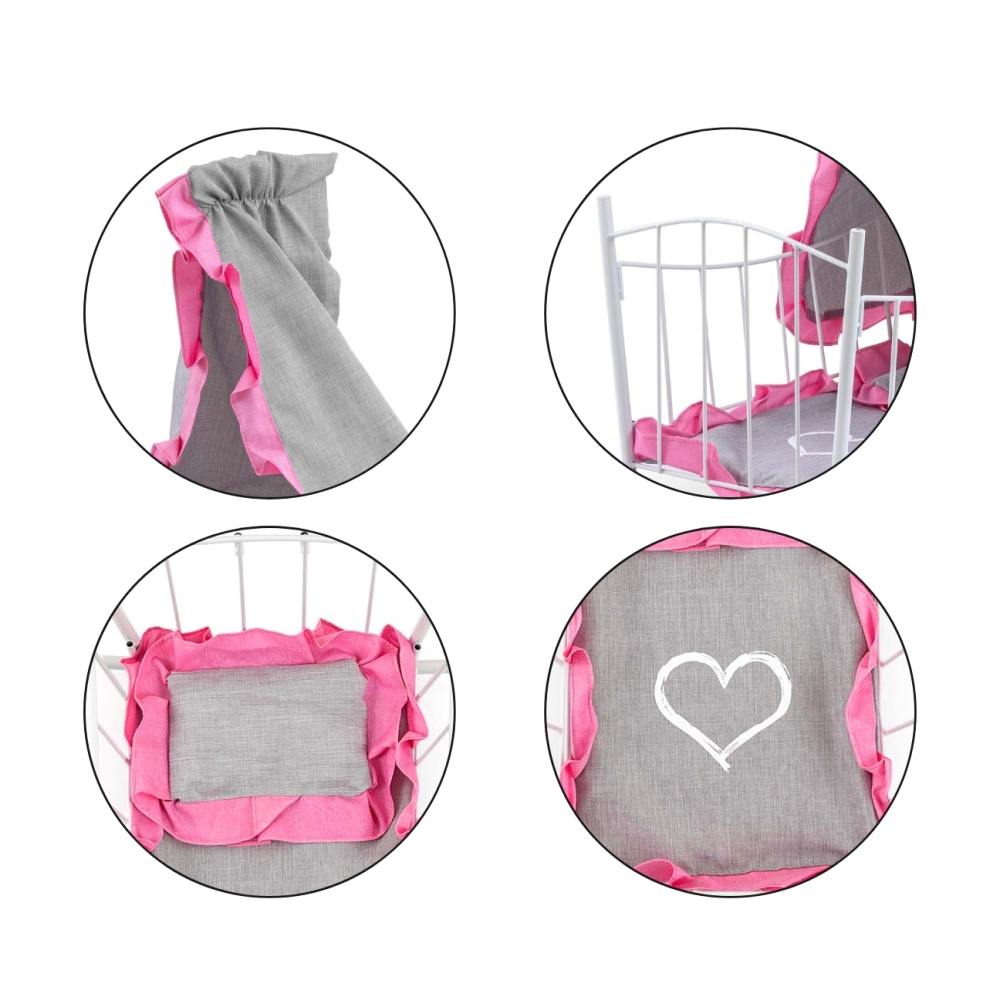 Lily lėlės lova ir lopšys su baldakimu Prestige Pink