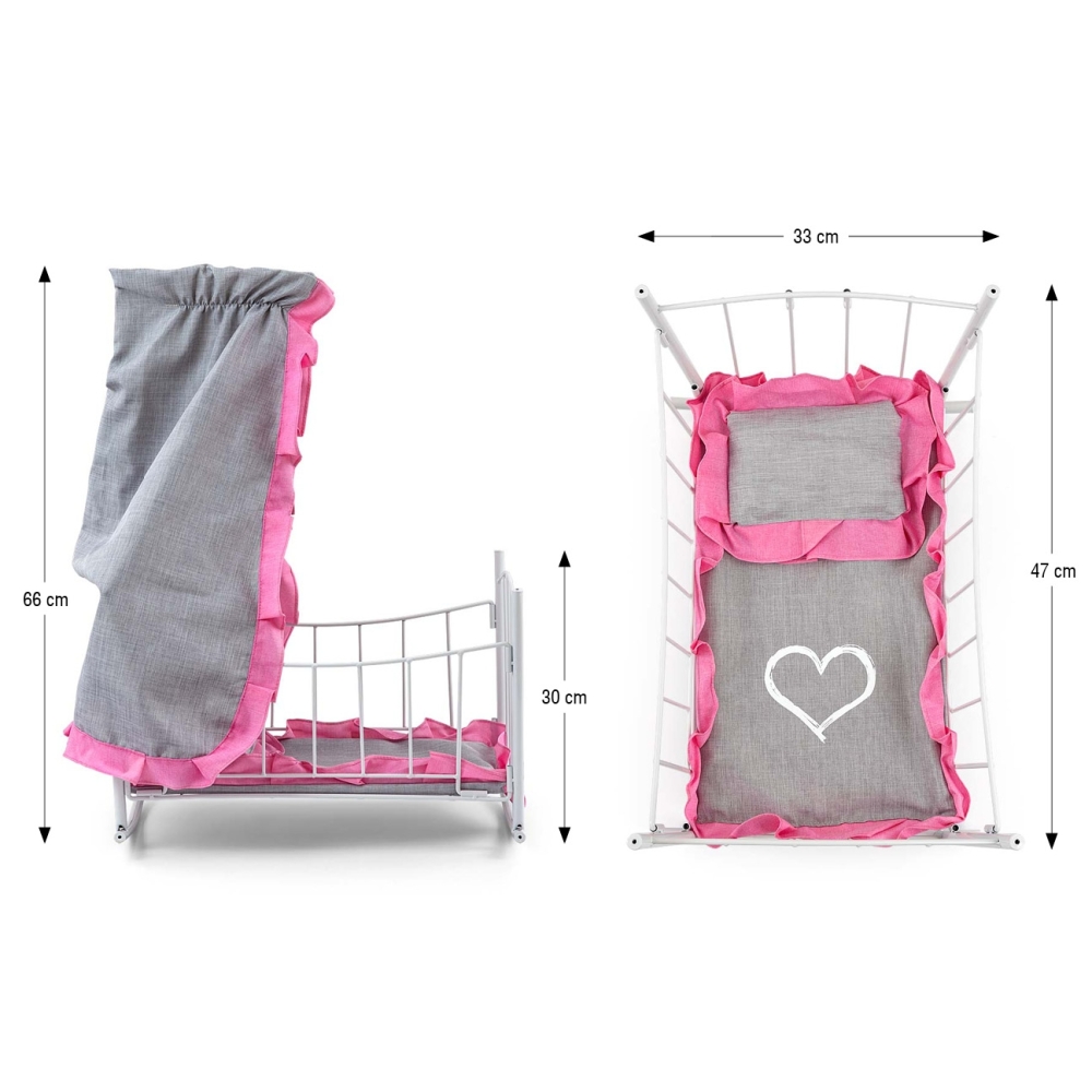 Lily lėlės lova ir lopšys su baldakimu Prestige Pink