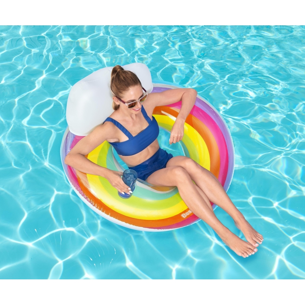 "Bestway" pripučiamas plaukimo ratas 107 cm Rainbow 43647