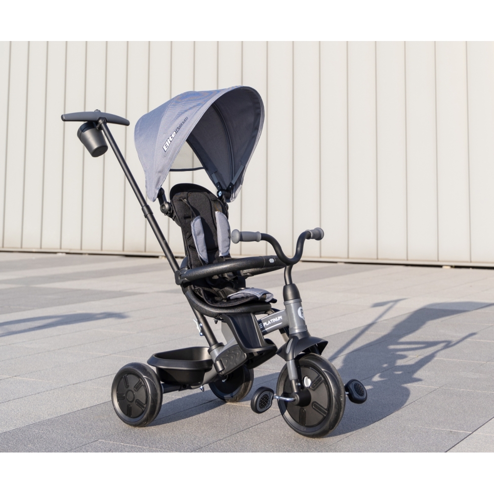 Triratis Qplay Elite Platinum, Grey-Judėjimui, Triratukai vaikams-e-vaikas