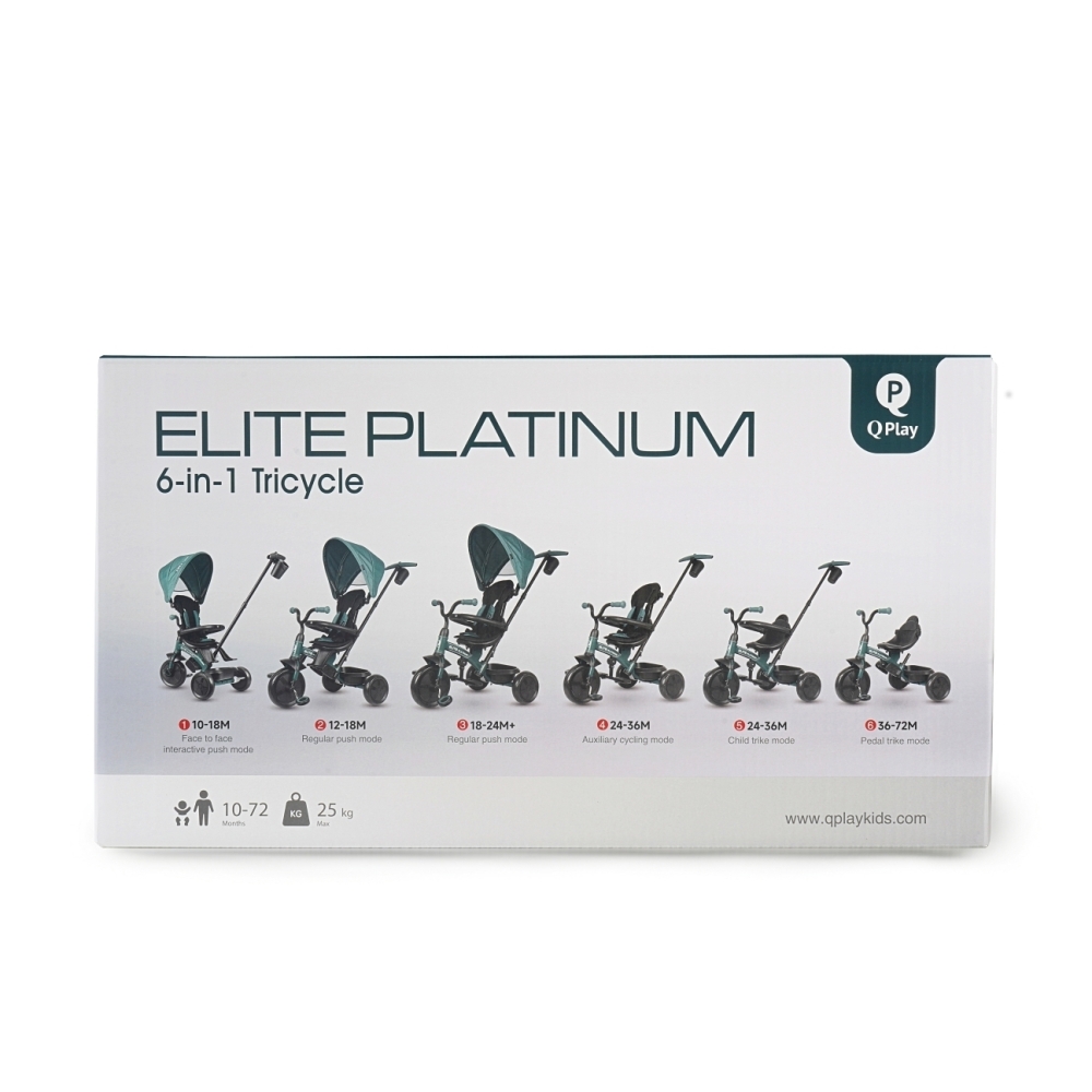 Triratis Qplay Elite Platinum, Grey-Judėjimui, Triratukai vaikams-e-vaikas