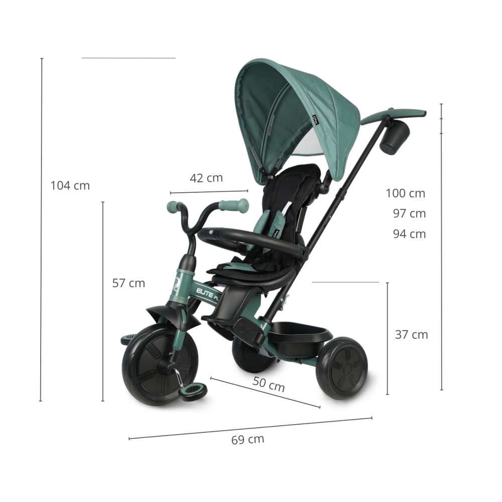 Triratis Qplay Elite Platinum, žalias-Judėjimui, Triratukai vaikams-e-vaikas