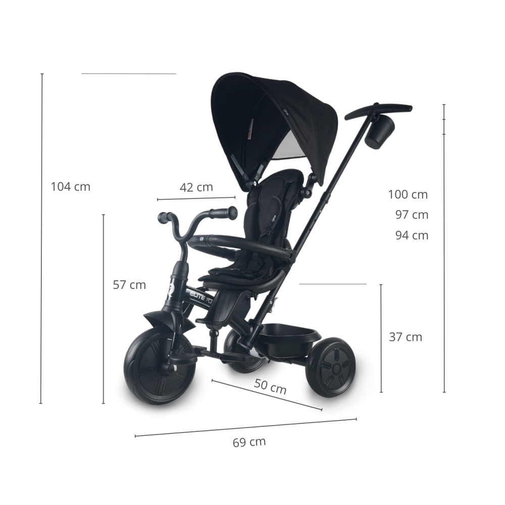 Triratis Qplay Elite Platinum, Black-Judėjimui, Triratukai vaikams-e-vaikas