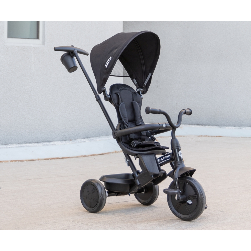 Triratis Qplay Elite Platinum, Black-Judėjimui, Triratukai vaikams-e-vaikas