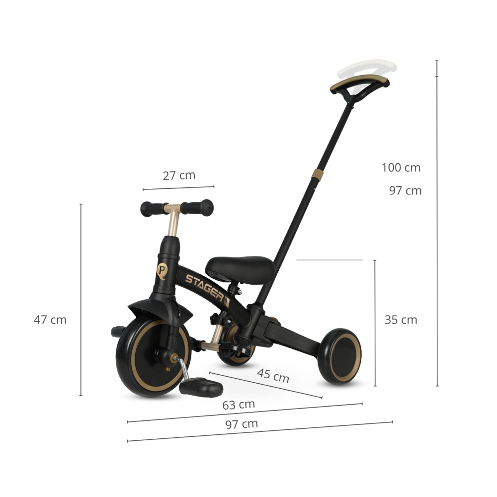 Triratis Qplay Stager 3w1, Platinum-Judėjimui, Triratukai vaikams-e-vaikas